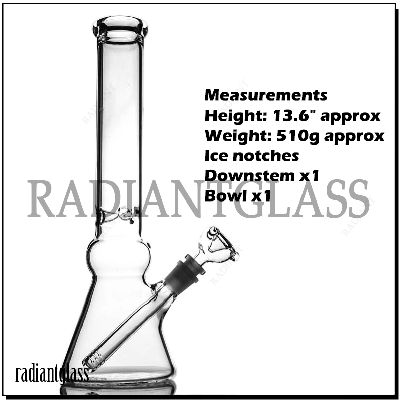 13.4''wholesale Glass Pipe Baker Base Hookah Glass Smoking Water Pipe High Quality Transparent