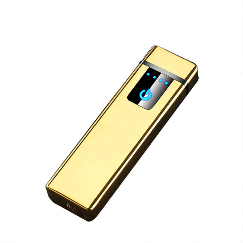 Electronic Lighter Rechargeable Windproof Cross Dual Arc Metal USB Cigarette Fingerprint Sensor Custom Lighter