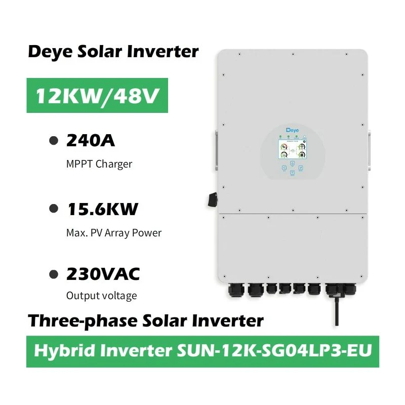 Deye 10KW 12kw 20kW 10 12 15 20 kW 10000 Watt 20000W 48V Split simple tres 3 fase encendido apagado Inversor solar híbrido de red