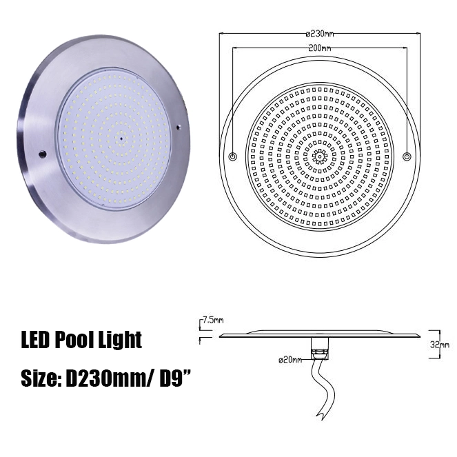 35W blanco cálido Blanco frío de acero inoxidable LED Luz subacuática para piscinas enterrada fuentes y estanques de barcos