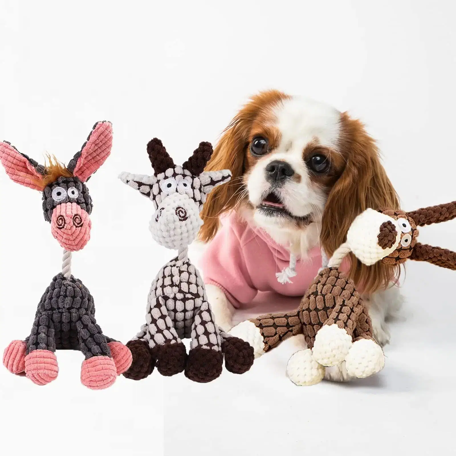 Pequenos animais fofos cachorro Natural durável com recheio de mastigar anilha ondulada Plush Dog Brinquedos