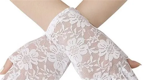 Ladies Short Lace Half Finger Lace Sun Protection Lace Wedding Ball Decoration Gloves