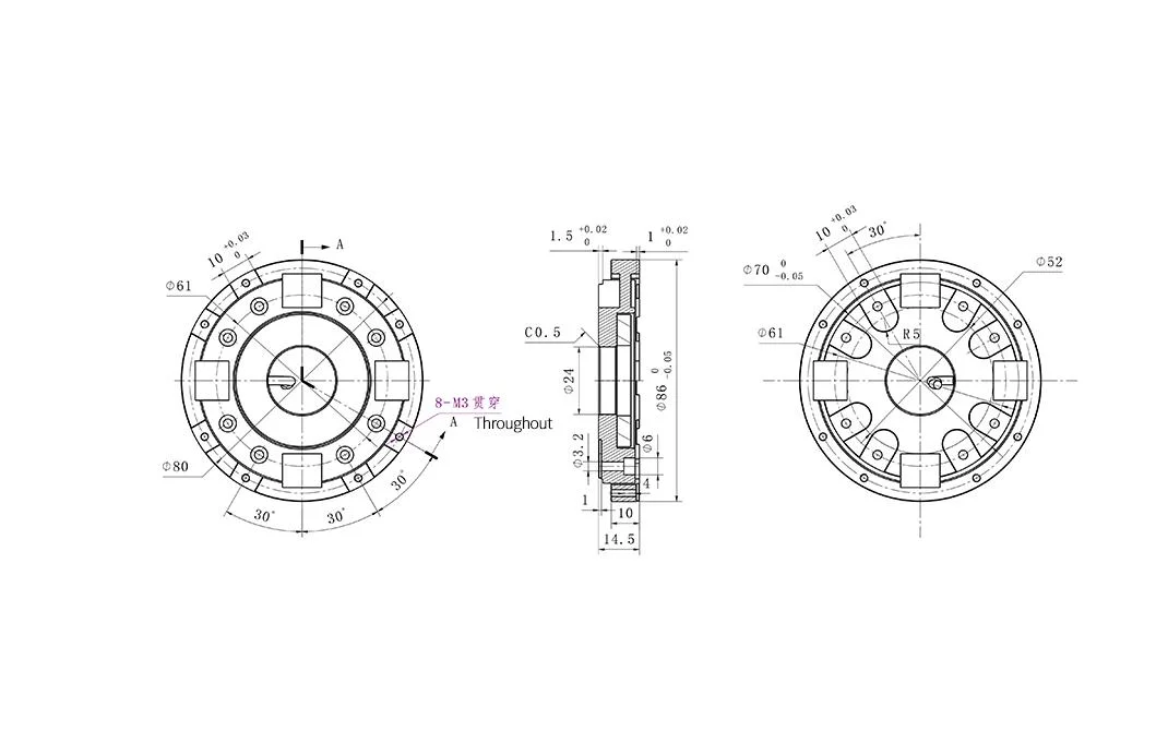 80Nm sensor de fuerza del transductor de par de la junta del robot