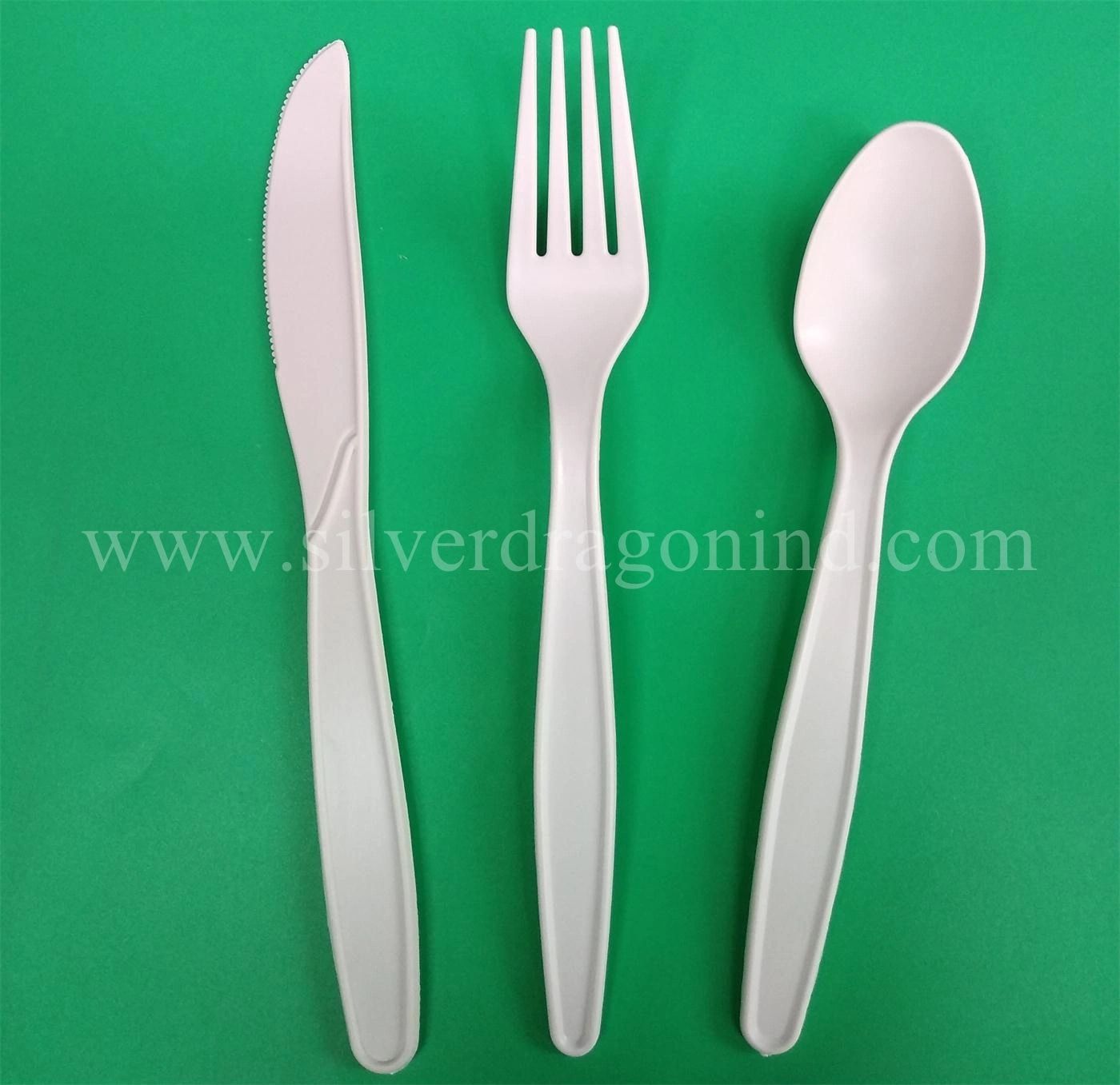 White PLA Disposable Plastic Cutlery, Plastic Knives Spoons Teaspoons Forks