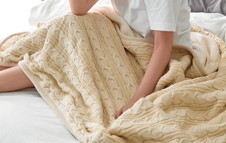 Pure Cotton Plush Blanket Sofa Nap Wool Woven Thickened Double-Layer Coral Wool Knitted Lamb Wool Blanket Quilt