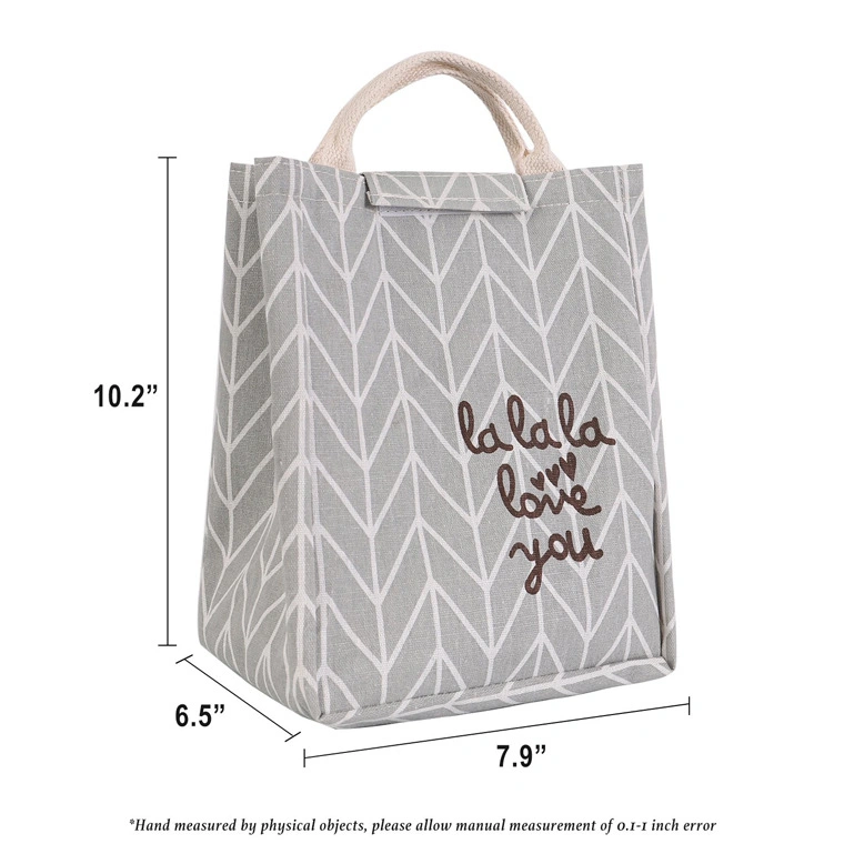 Portátiles reutilizables gris el forro de tela Bolsa de almuerzo Portable aislamiento con la película de aluminio