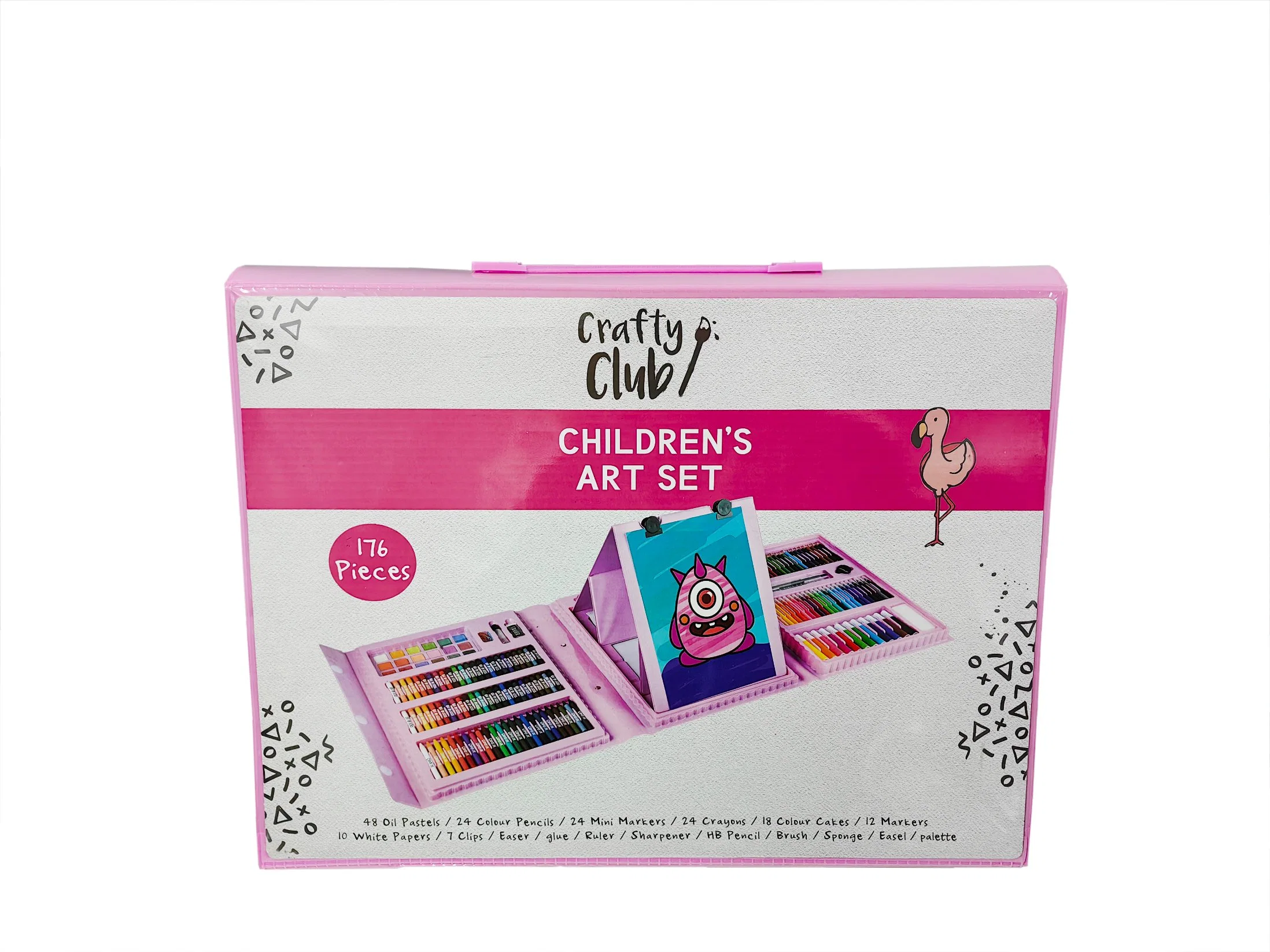 Ensemble d'art Super Mega Tri-Fold 208PCS populaire avec chevalet pour enfants, trousses d'art de dessin, étui de chevalet créatif, fournitures d'art de coloriage pour enfants artistes