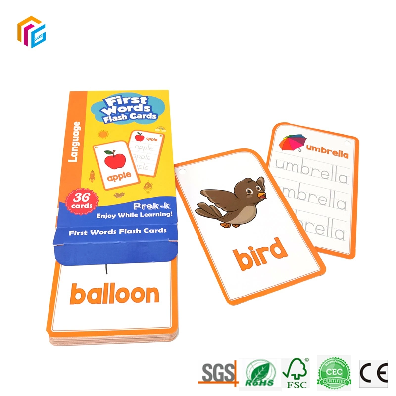 China Fabricante de ponta redonda ilustração a Cores de papel Imprimir Jogo de Memória Flash Cards para crianças