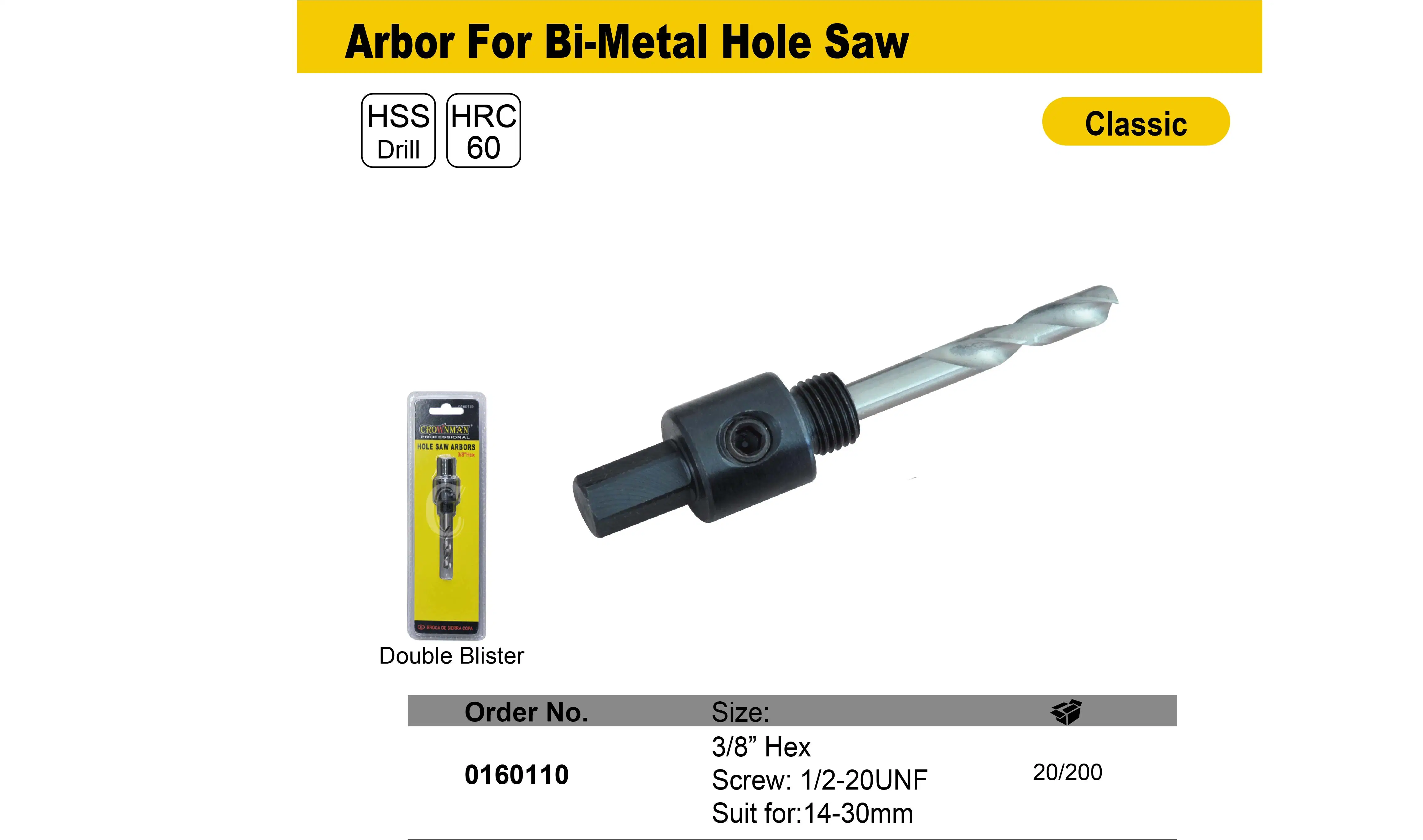 Arbor for Bi-Metal Hole Saw, Hole Saw