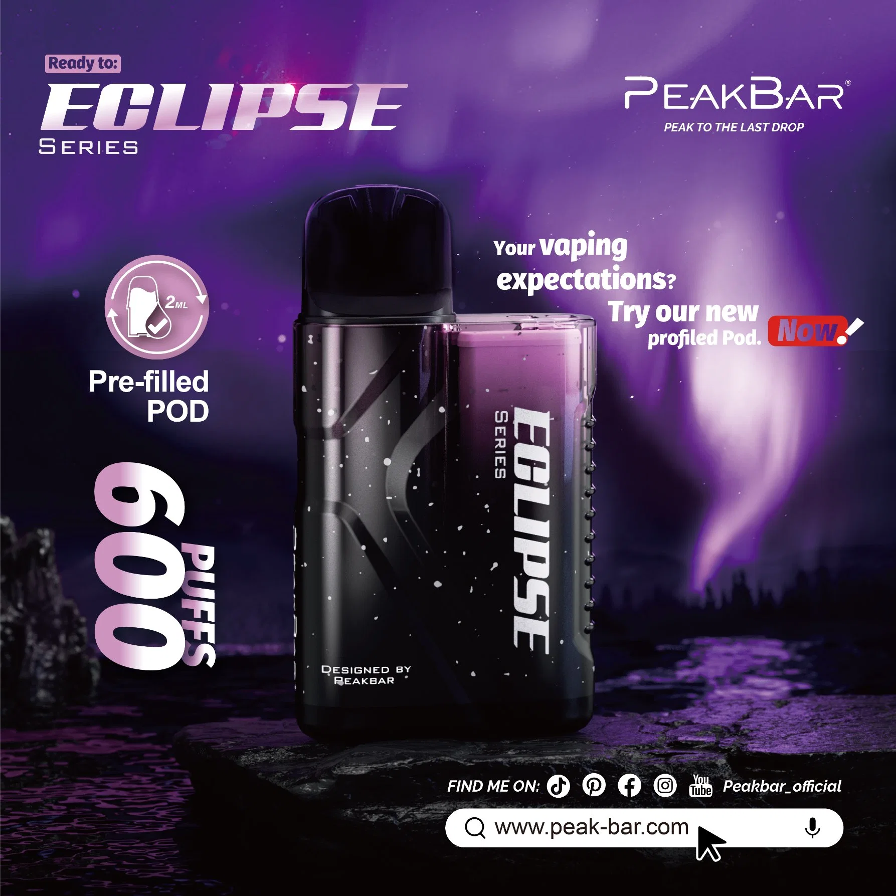 Factory Wholesale EU Germany Popular Peakbar Prefilled Pod Kit Replaceable 600 Puffs Smoking E Cigarette Disposable Vape