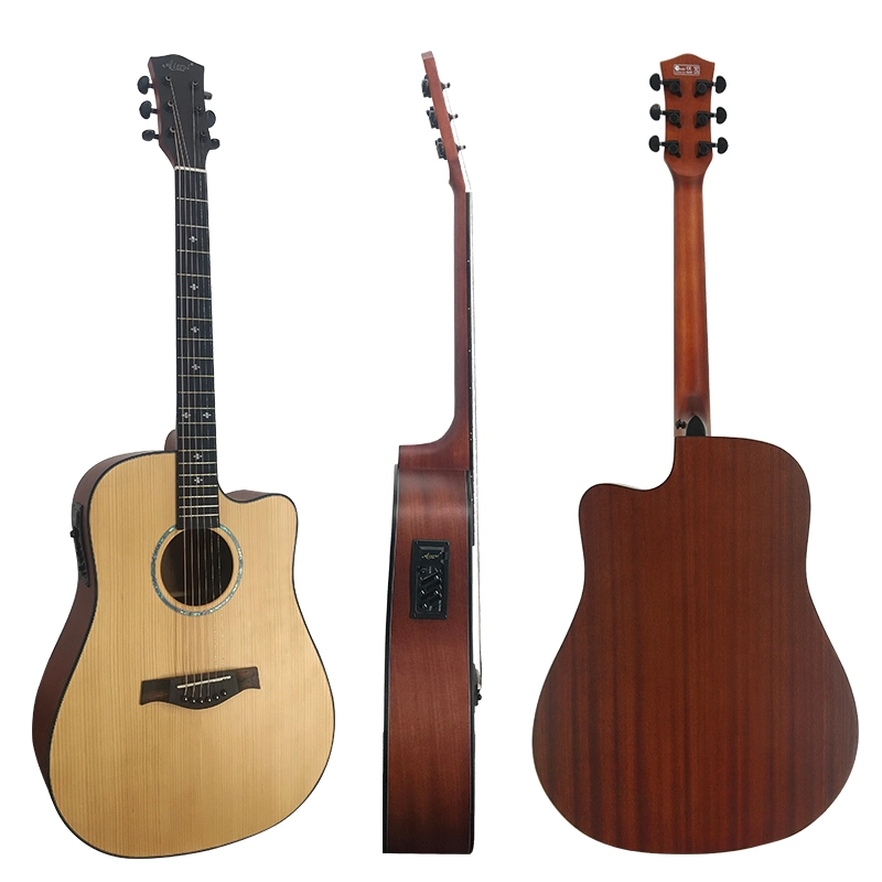Wholesale Custom Aiersi Brand 41 Inch Solid Spruce Top Electric Folk Acoustic Guitar