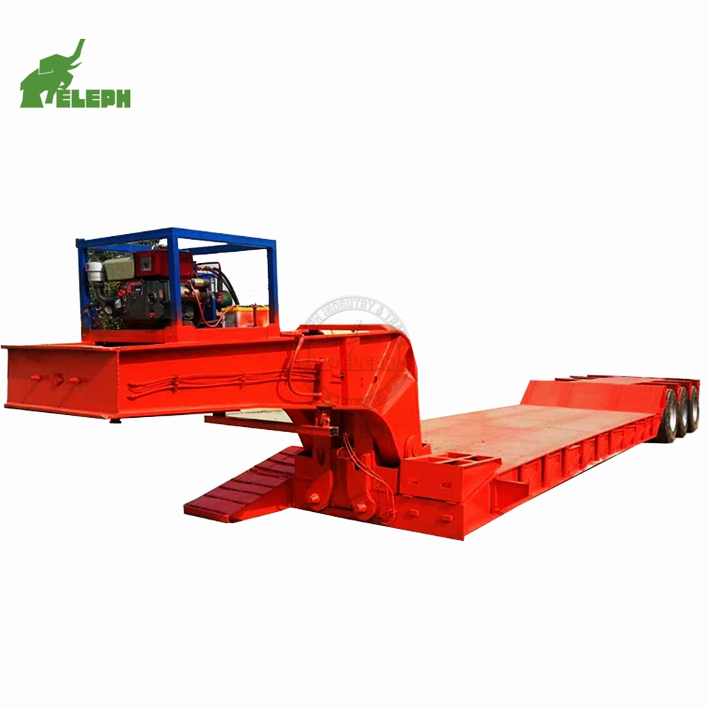 100ton Hydraulic Front Loading Removable Folding Hydraulic Gooseneck Detachable Lowbed Semi Trailer Lowboy Trailers for Sale