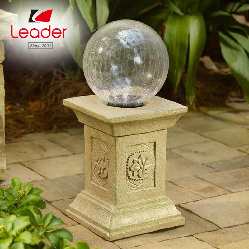 Crackled Glass Solar Gazing Ball Beige - Smart Solar