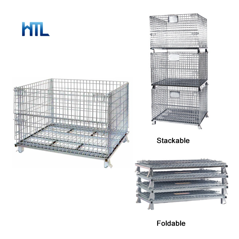 Heavy Duty Warehouse Industrial Welded Wire Mesh Metal Stackable Boxes