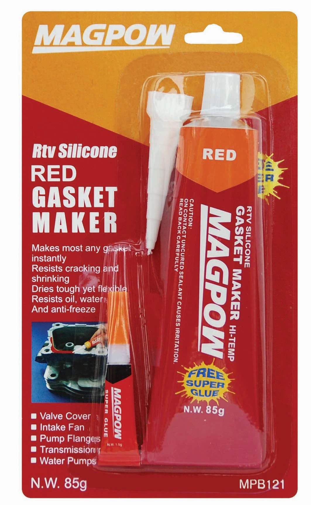 Magpow Top Grade Red RTV Silicone Gasket Maker with Super Glue