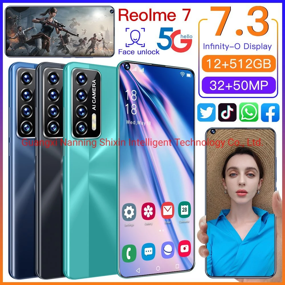 Commerce de gros Reolme7 K601 original du smartphone Android mobile 12 + 512 Go cellulaire des cellules d'origine Smart Phone