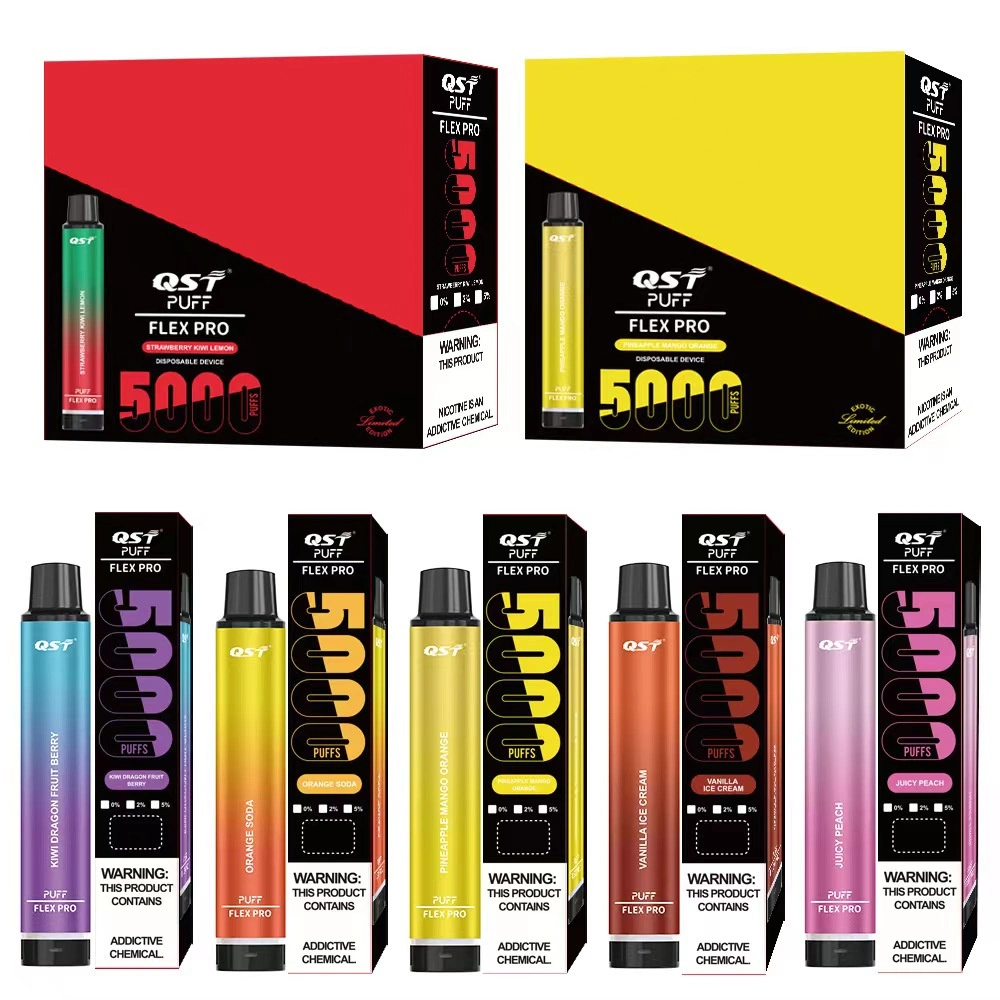 Electronic Cigarette Rechargeable Puff Flex PRO 5000 Puffs Vape Pen 500mAh Batterie Vaporizer Stick Vapor Kit 12ml Cartouche Pr&eacute; -Remplie Dispositif