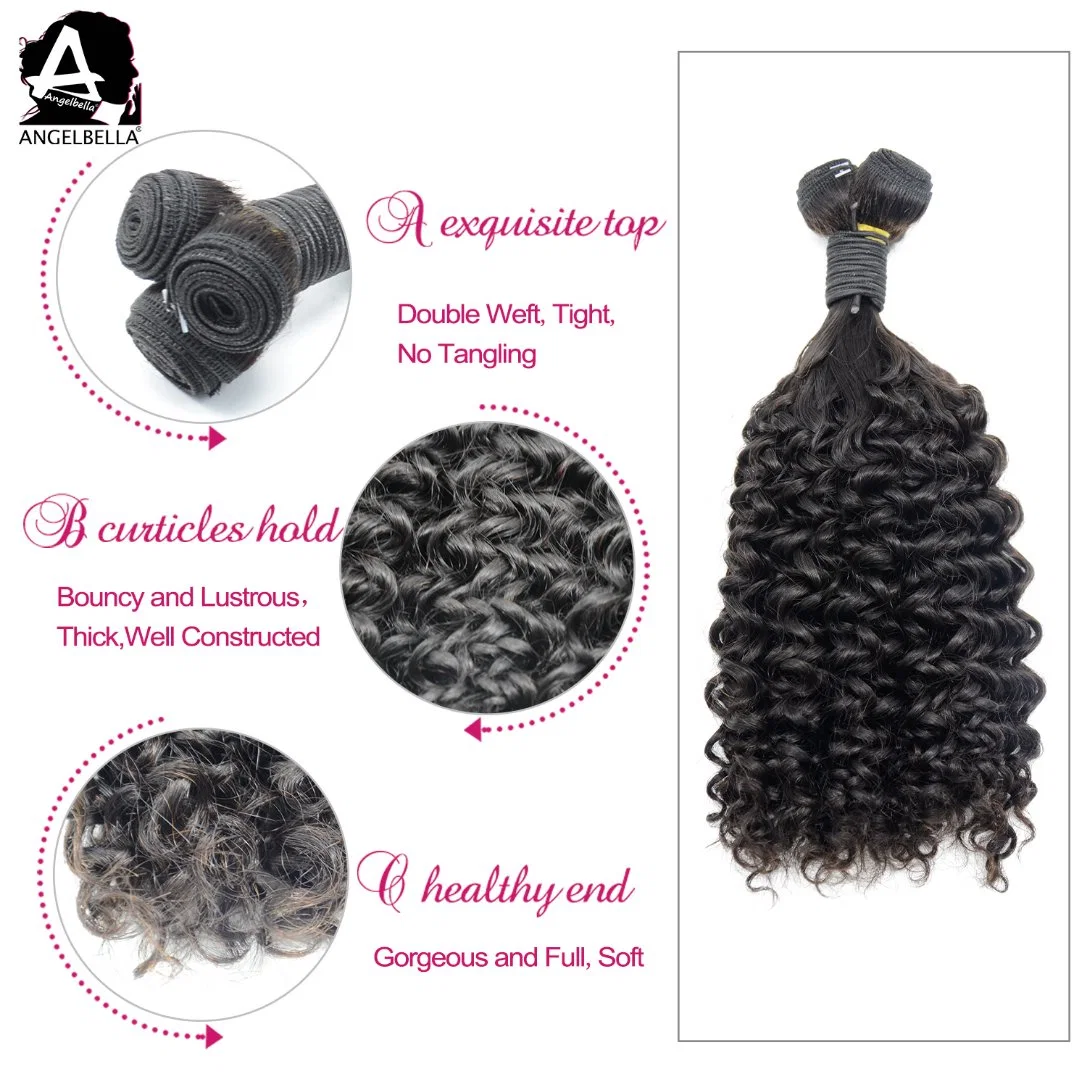 Angelbella 100% Brazilian Remy Human Hair Weaving Big Pixie Curl Hair for Black Women