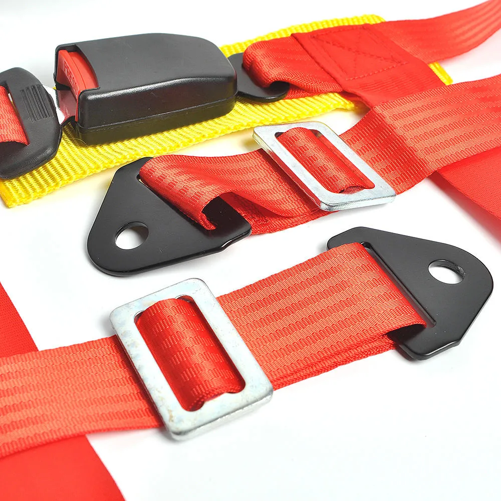 Universal 4 Point 2" Nylon Strap Harness Racing Car Safety Shoulder Seat Belt Red 4 Four Point Strap Seat Belt