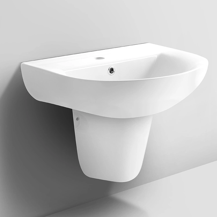 Wall Hung Mounted Bathroom Ceramic Semi Pedestal Basin Bathroom Sink