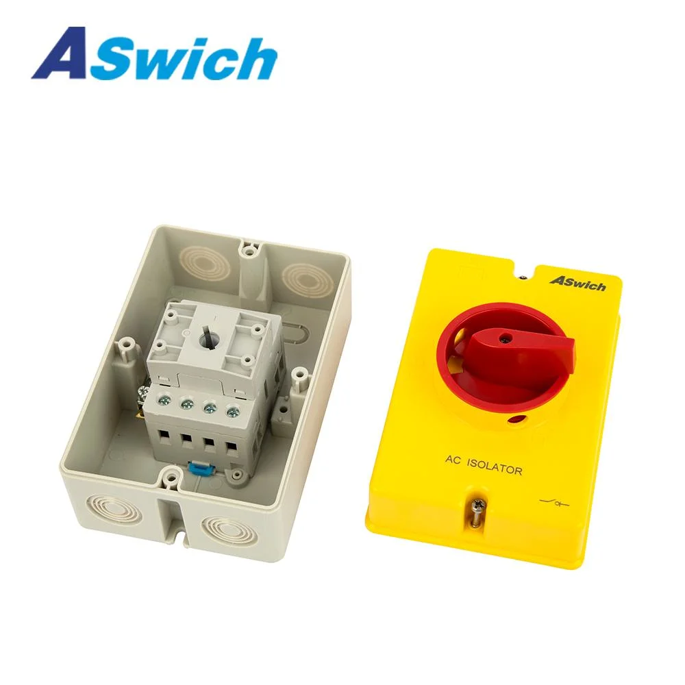 Aswich Electrical Power IP66 Yellow Box Red Rotary Waterproof Isolating Disconnect Switch