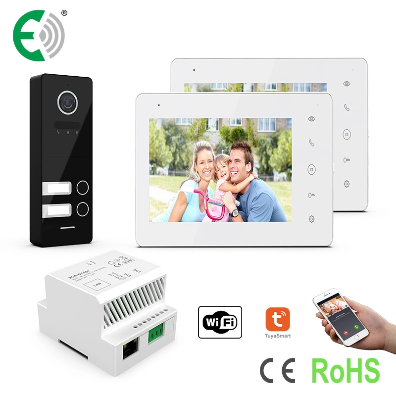 2-Hilo IP/WiFi 7"HD Pantalla táctil de automatización del hogar Videoportero Intercomunicador