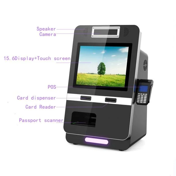 Desktop Touch Screen Hotel Check in Kiosk Self Payment Kiosk Bill Acceptor Queuing System Kiosk