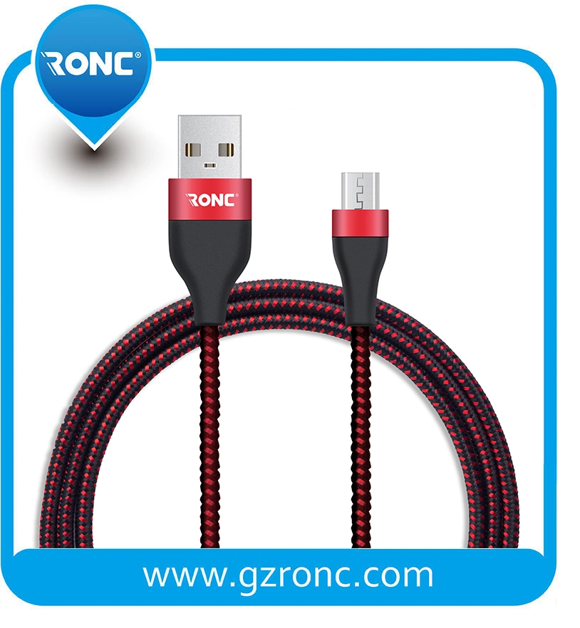 2.1A Nylon Braided Mobile Phone USB Data Cable for Huawei, iPhone, Samsung