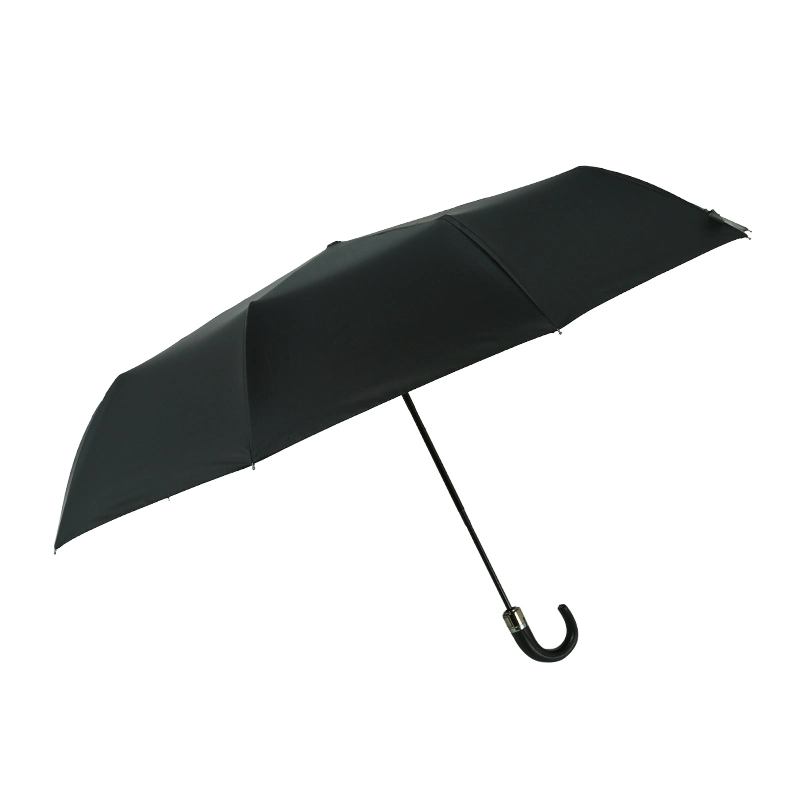 Fully Automatic Leather Bent Handle Three-Fold Umbrella