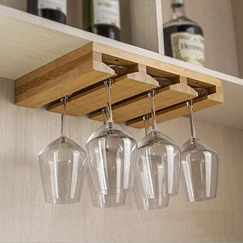 Bambus Wein Tasse Halter Rack Wand Montiert Wein Holz