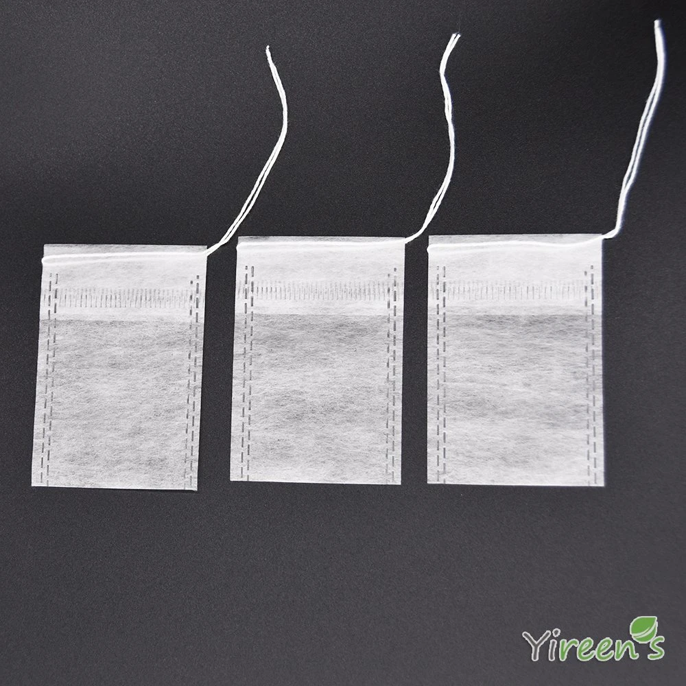 Compostable Ultrasonic PLA Non Woven Fabric Drawstrings Coffee Filter Tea Bags 100 X 120mm