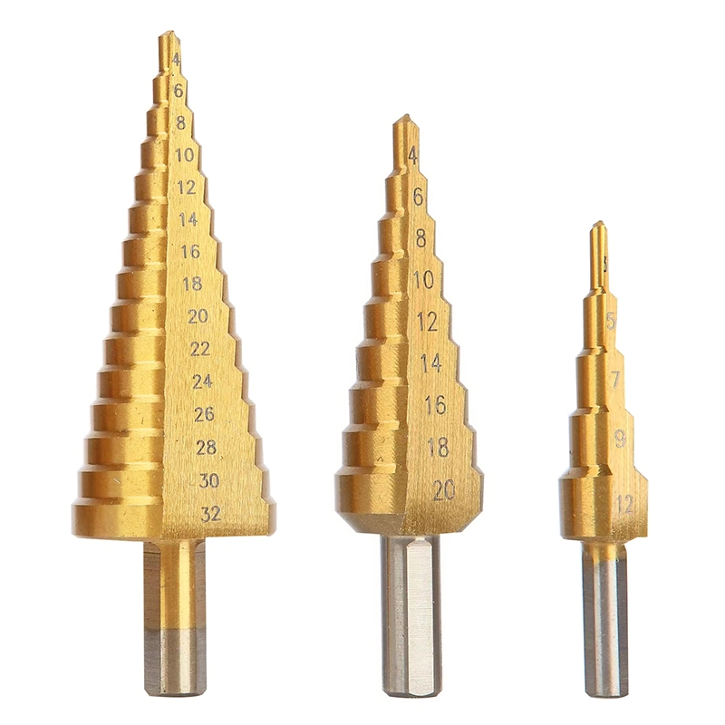 Fixtec Factory Wholesale/Supplier Custom Step Down Cone Titanium Stepped Drill Bit 4-12mm 4-20mm 4-32mm for Metal and Wood