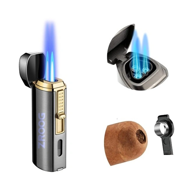 Briquet à gaz avec perforateur Logo personnalisé les nouveaux arrivants Windproof butane rechargeables