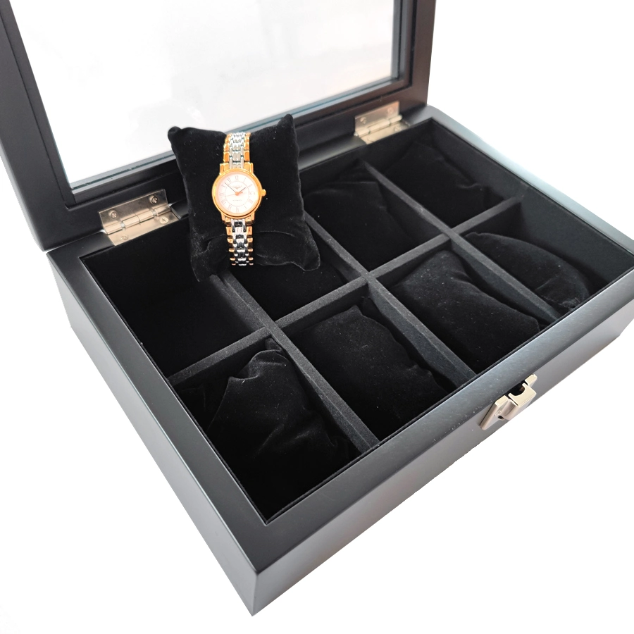 Black Matte Wooden Watch Box Wood Window Packing Gift Box Wholesale/Supplier Package Box