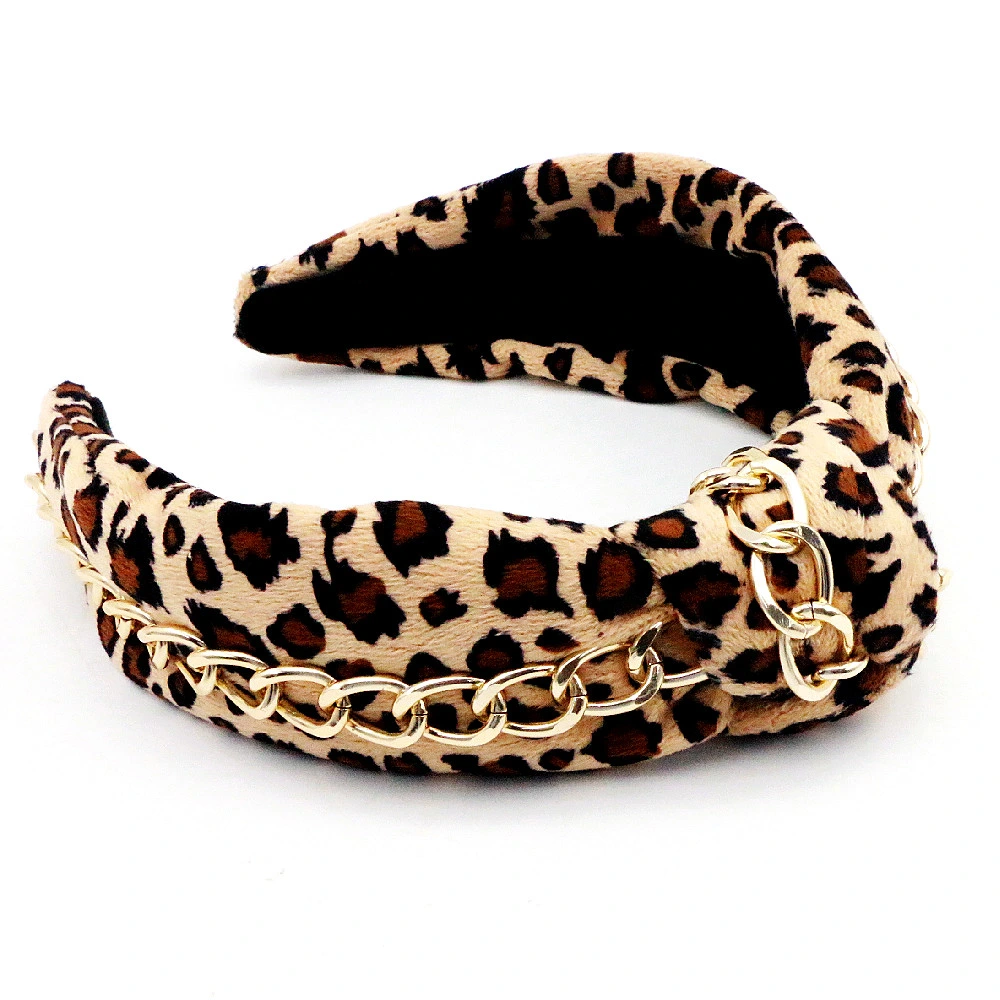 Brown Leopard vincular las mujeres de lujo de diadema de Terciopelo Hairband personalizado