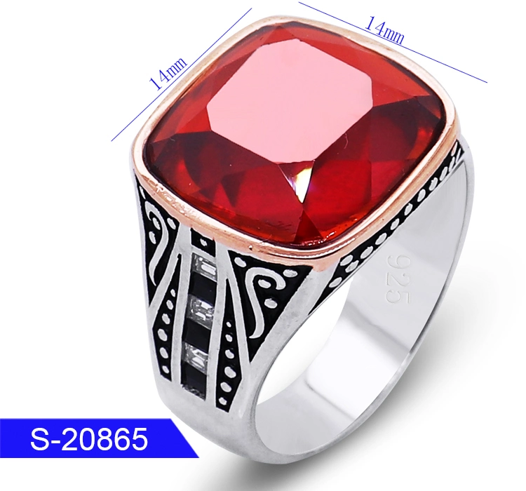 925 Sterling Silver Fashion Jewelry Islamic Zircon Stone Finger Ring for Man