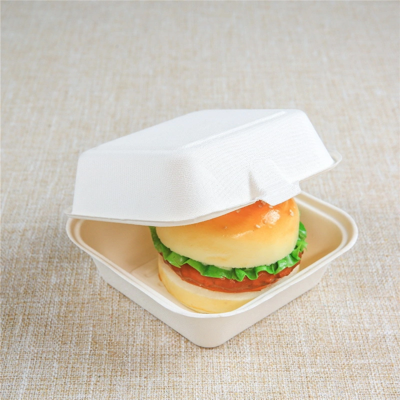 Custom Biodegradable Sugar Cane Bagasse Donut Pastry Cake Packaging Food Container Eco Friendly Sugarcane Burger Box