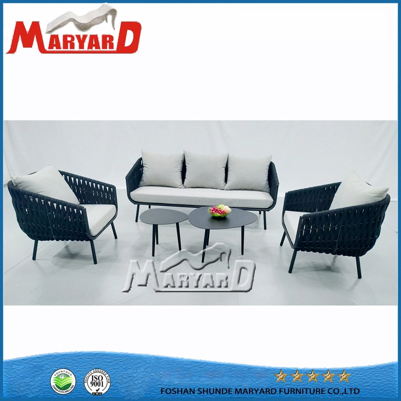 Luxury Hotel Garden Aluminum Rope Sofa Set Outdoor Furniture with Table