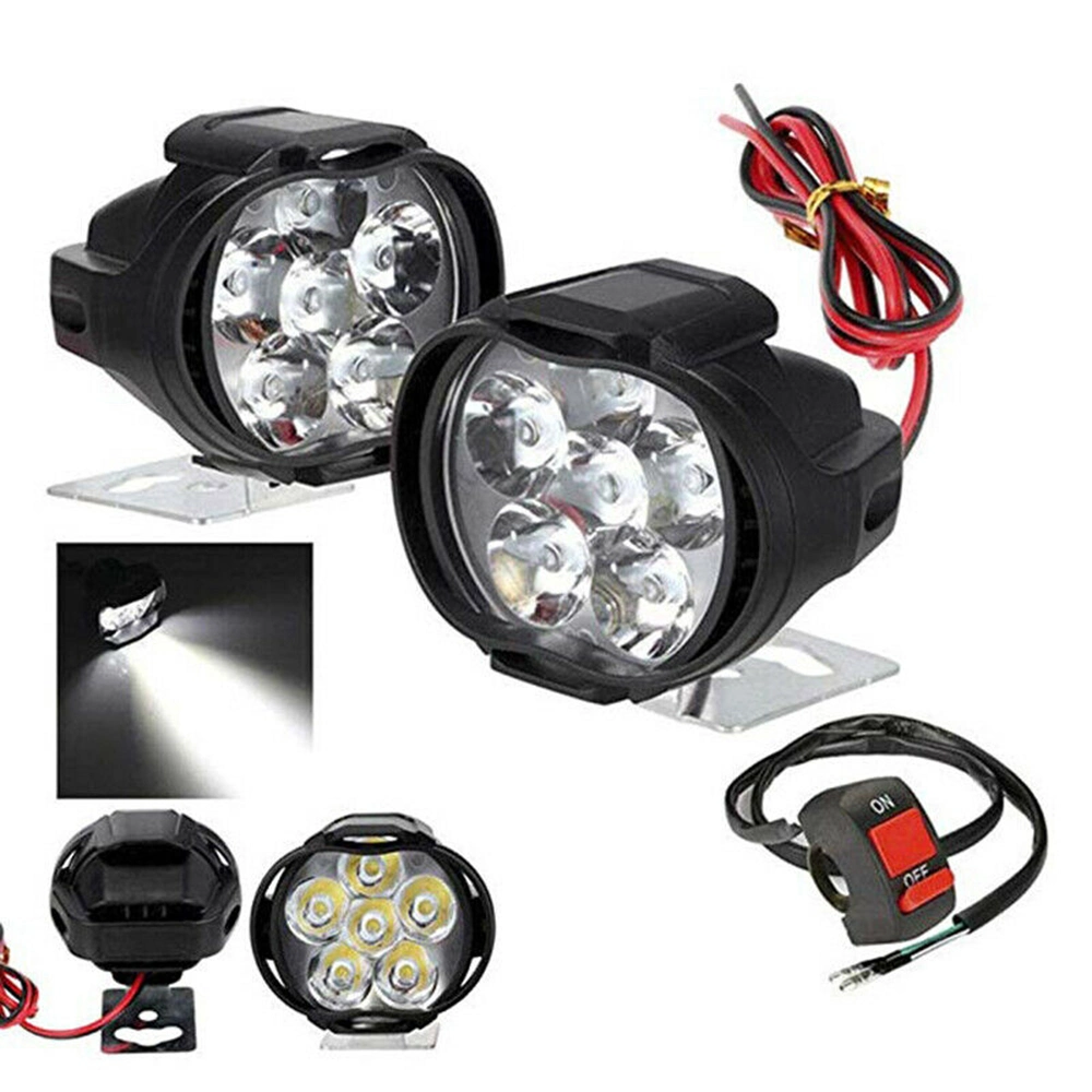 Motocicletas Faro de LED blanco 6500K Super brillante luz de foco de trabajo de 6 LEDS Antiniebla Moto 1200LM luces LED de Moto