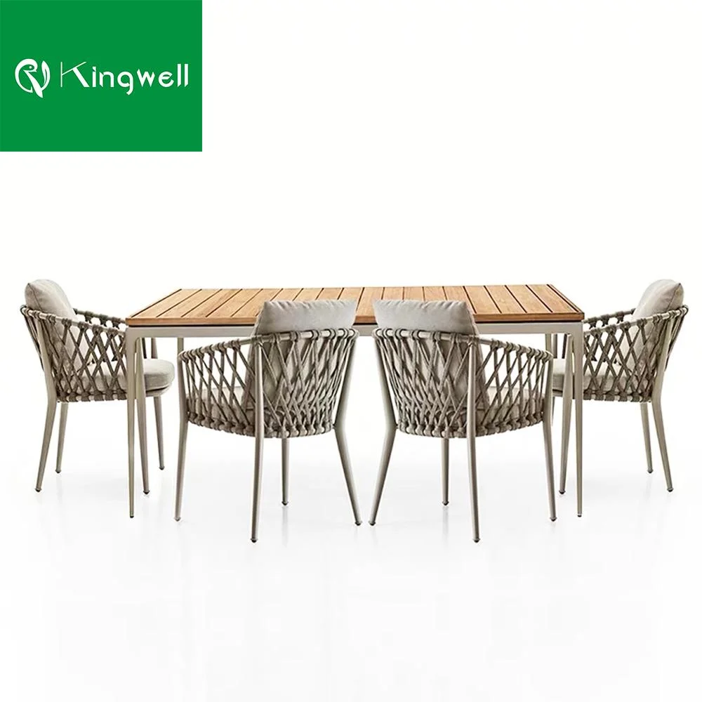 Rectangle Aluminum Dinner Dining Table and Chair Outdoor Wood Furniture for Restaurant