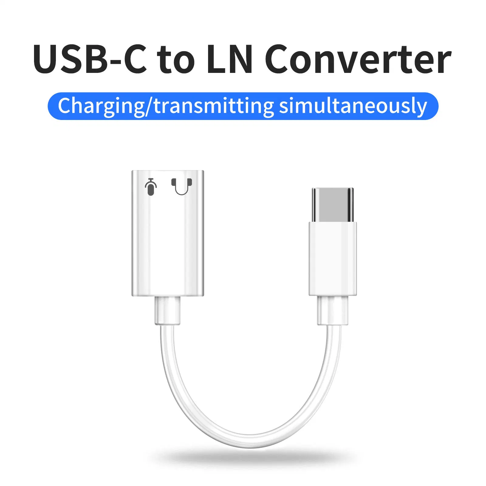 USB-C to Lightning Adapter 3 in 1 Audio Adapter for iPhone 11 12 PRO Max Xxs Aux Jack Headset Lighting 3.5mm to Headphone Splitter Charging Earphone Cable