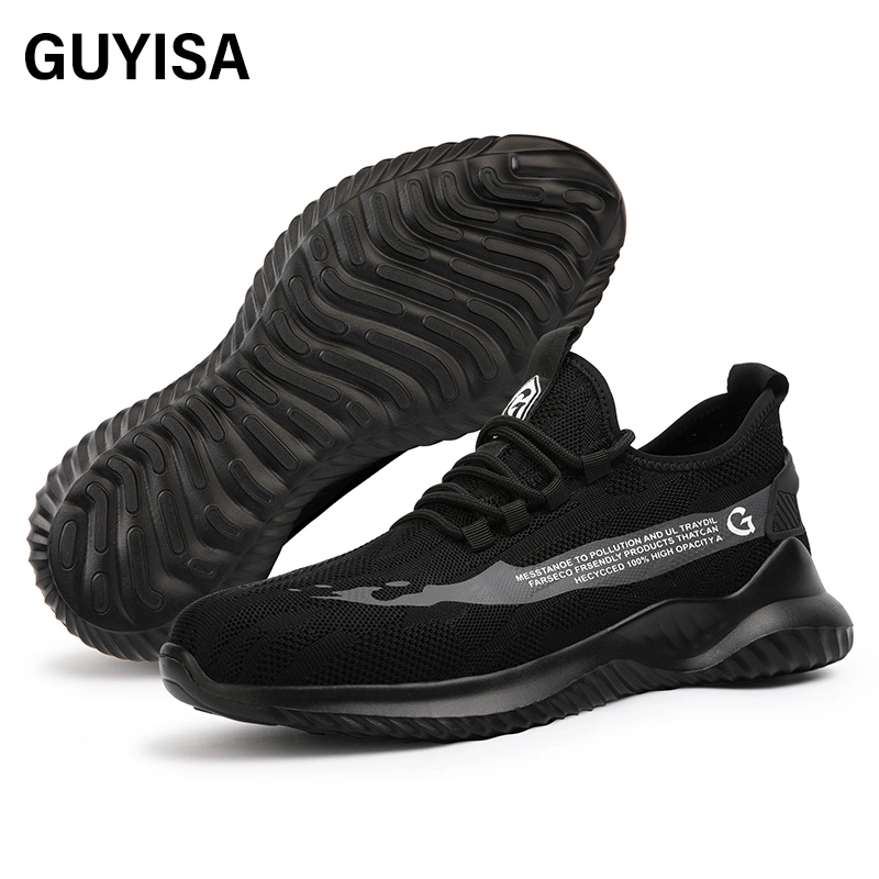 Guyisa Wholesale/Supplier Custom Fast Delivery CE Certification Safety Shoes Steel Toe Industrial for Men Women Work Shoe Without Laces