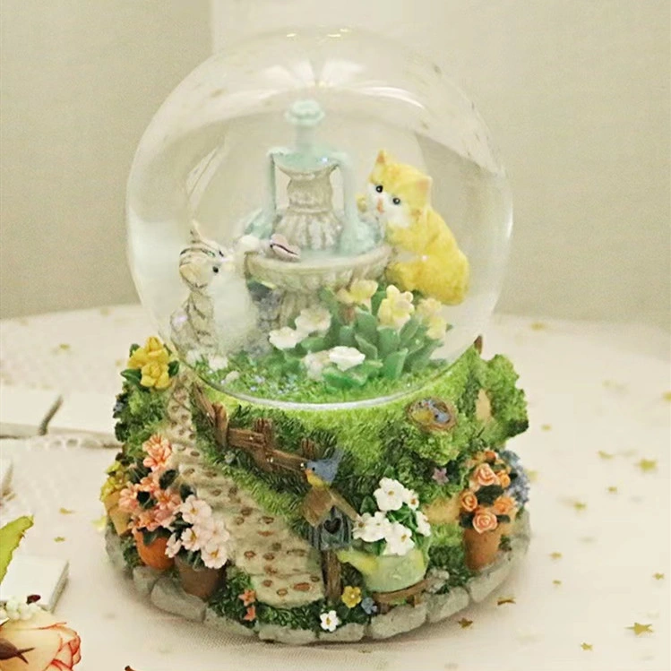 Harz Hochzeit Snow Globe Fotorahmen mit Musik und LED Licht