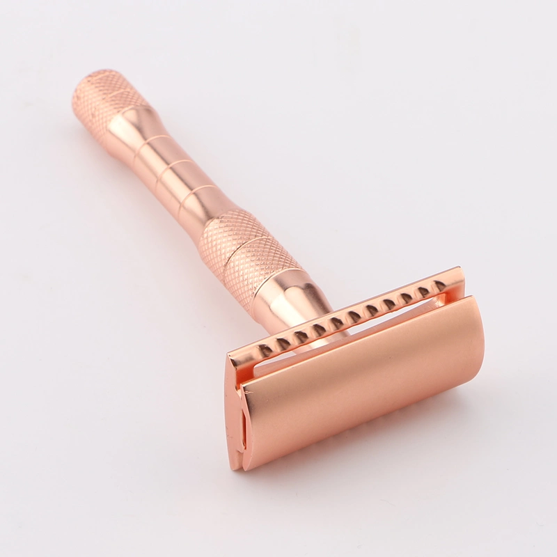 Amazon Hot Vender Rose Gold Doble filo de seguridad Razor privado Etiqueta Rosa afeitadora de seguridad de afeitado