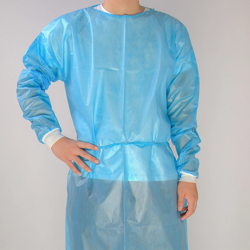 Disposable Gowns Isolation 35/50GSM PP PE Isolation Gown Waterproof Blue PPE Isolation Gown