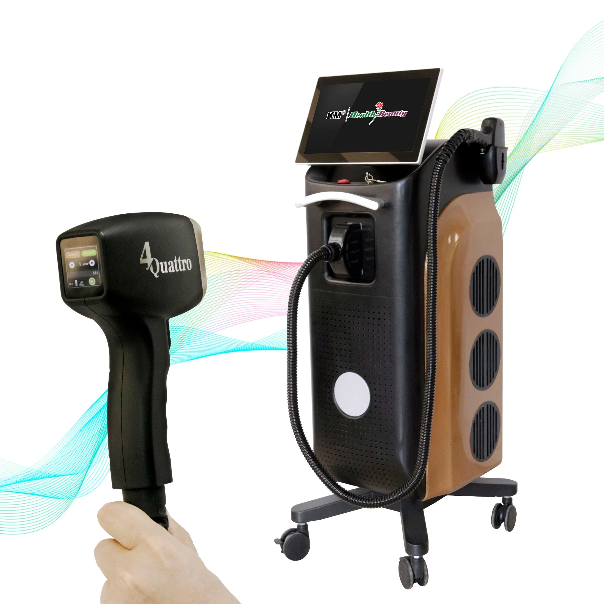 Km Diode laser 2000W 808nm appareil d'enlèvement de cheveux de diode 3 Système laser d'épilation Wavelength 755 808 1064 Trio Titanium Ice