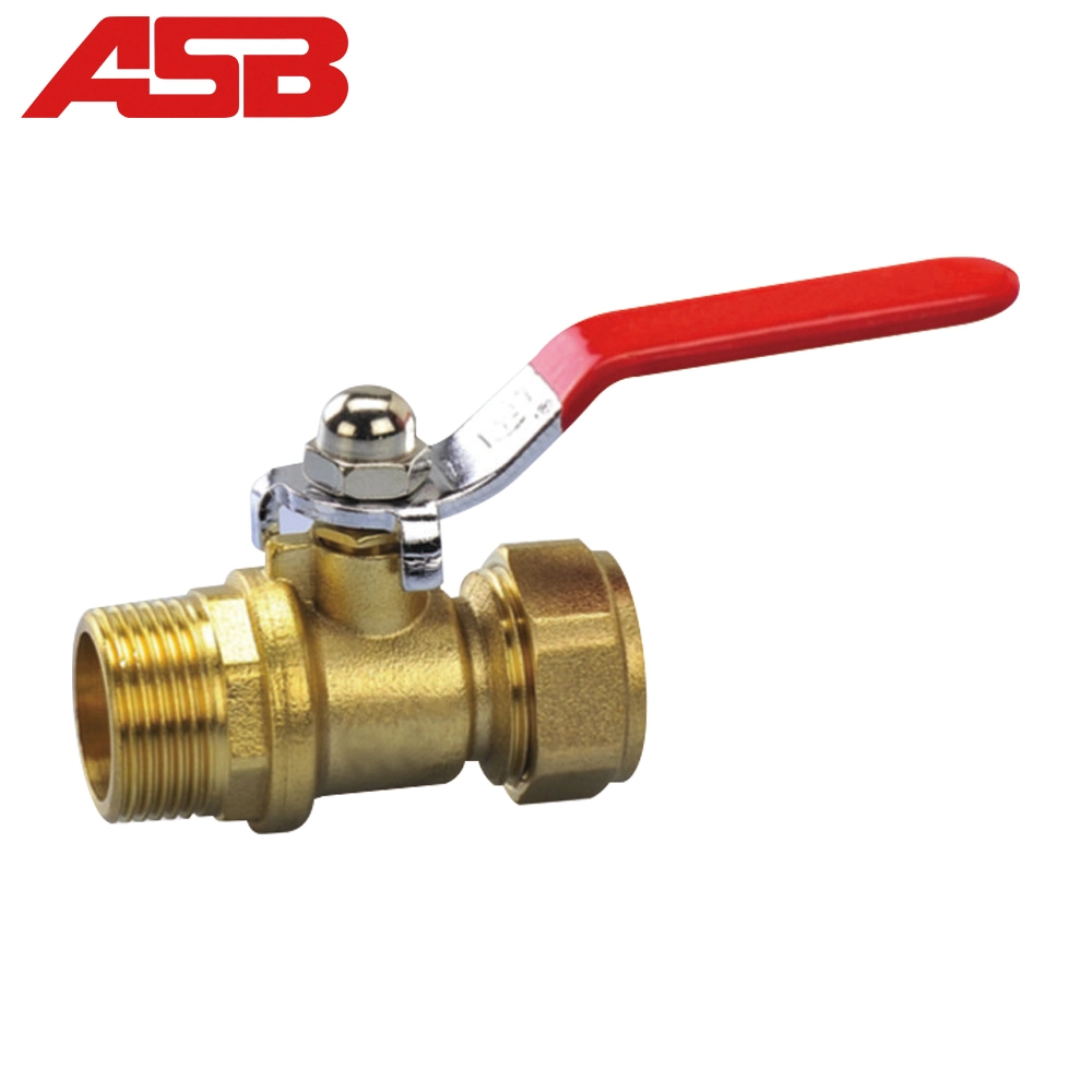 ASB cilindro de latón válvula de gas PN25 Unión tubo de mango largo Conexiones válvula de bola de latón de cobre