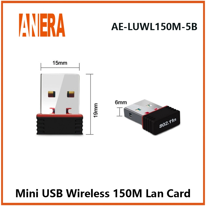 USB 2.0 WiFi Wireless Adapter Mini 150m Network LAN Card 150Mbps 802.11ngb Ae-Luwl150m-5b Computer Accessories