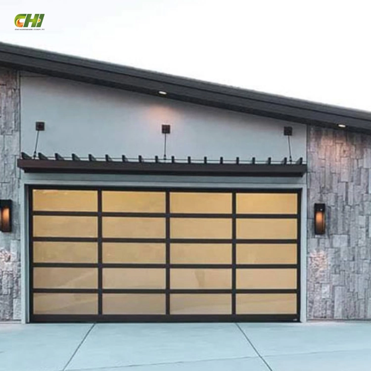 Custom Full View Sectional Exterior Door Aluminum Garage Door Waterproof Glass Garage Door with Windows