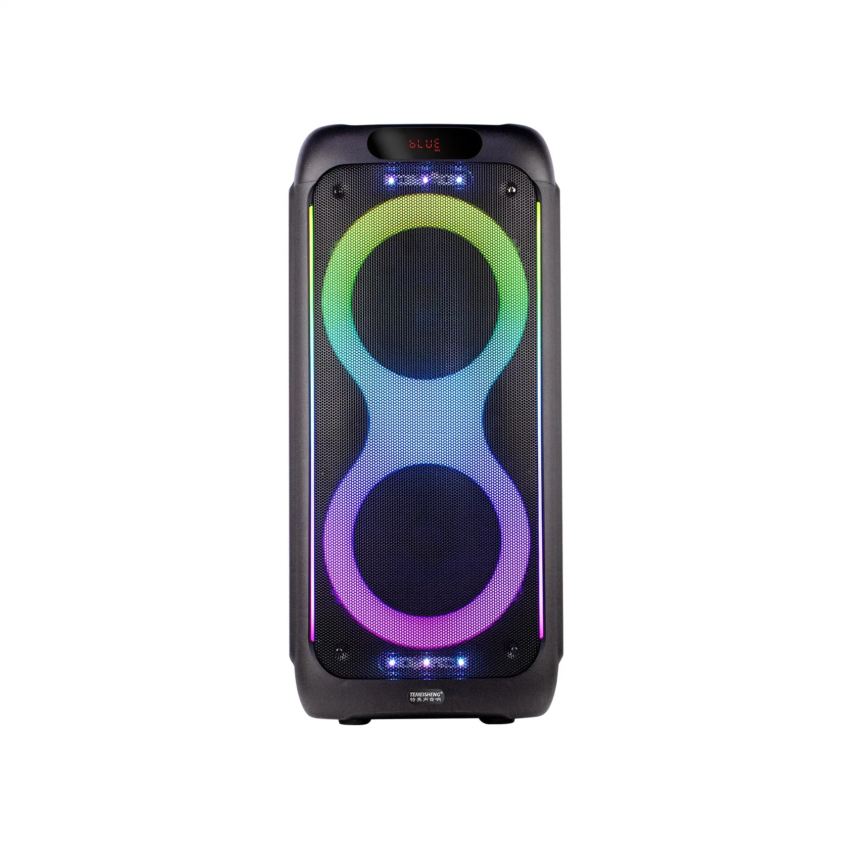 Temeisehng Double 8 Inch Portable Speaker with 8shape Colorful Light